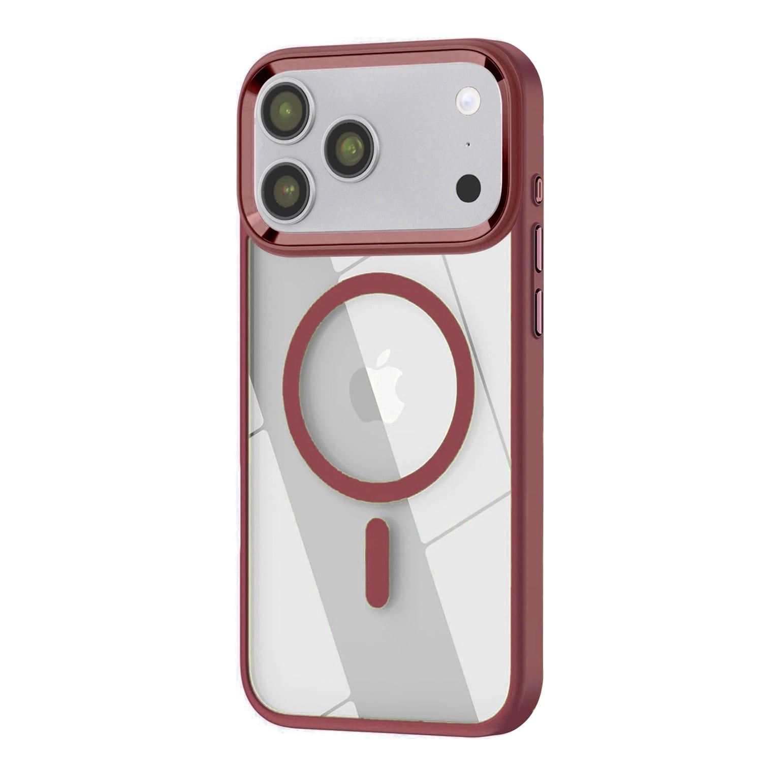 Crystal Transparent Magnetic Cover for iPhone 17 Pro Max - Red
