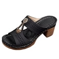 thumbnail image 2 of Willtoo Women's Chunky Block Heel Sandals - Open Toe Slip-On Ankle Strap Slides with Adjustable Buckle, for Casual & Evening Wear. Black US-7（EU-38）, 2 of 5