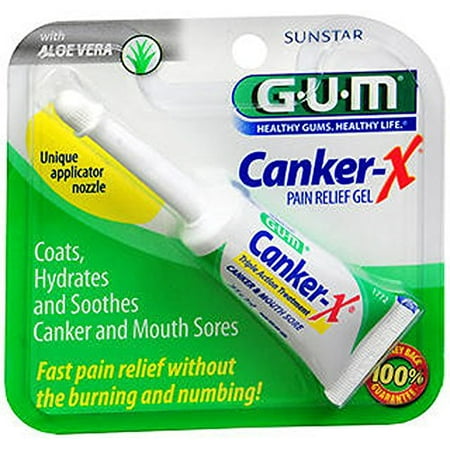 2 Pack - GUM Canker-X Canker & Mouth Sore Pain Relief Gel - 0.28oz