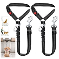 YDmeet Dog Seat Belt for Car, Adjustable Nylon Backseat Harness, Shock-Absorbing & Anti-Jerk Safety Tether, 2-Pack, Black
