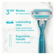 Venus Smooth Razor for Women, 3 Blades, Manual Razor, Handle and 2 Blade Refills, Blue