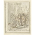 thumbnail image 3 of Elias van Nijmegen 12x14 Black Modern Framed Museum Art Print Titled - Paris is Welcomed to the Hof Van Menelaus (1677 - 1755), 3 of 5