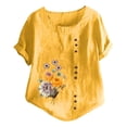 thumbnail image 1 of Gibobby Casual Playera de Manga Corta para Mujer Nueva camiseta algodón informal con estampado Retro literario y artístico elegante para mujer(Amarillo,G), 1 of 4