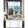 thumbnail image 6 of No Hook Shower Curtains with Snap-in Liner Set, Coastal Christmas Snowman Waterproof Hotel Style Bathroom Shower Curtain, Starfish Xmas Tree Beach Breathable Mesh Top Window Bath Curtains 66''x72'', 6 of 6