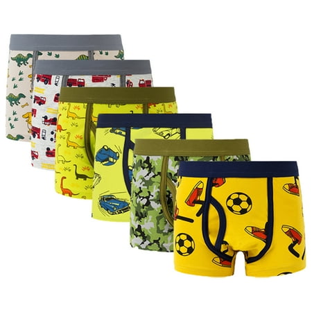 

KYAIGUO Kids Baby Boys Cotton Boxer Brief Underwear 5PCS Toddler Dinosaur Cartoon Panties Soft Comfortable Four Corners Shorts for 2-12 Years