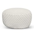 thumbnail image 1 of Beige Pouf Cover with Zipper, Delicate Retro Style Shaped Horizontal Rows Classical Elements Antique Pattern, Soft Decorative Fabric Unstuffed Case, 30" W X 17.3" L, Eggshell White, by Ambesonne, 1 of 5