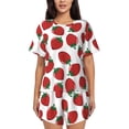 thumbnail image 1 of Balery Hand Drawn Strawberry Conjunto de Pijama para Mujer con Estampado, Dos Piezas de Manga Corta y Shorts, Ropa de Dormir Suave con Cuello Redondo y Bolsillos-Large, 1 of 6