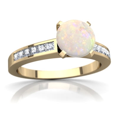 Opal Channel Set Ring in 14K Yellow Gold by