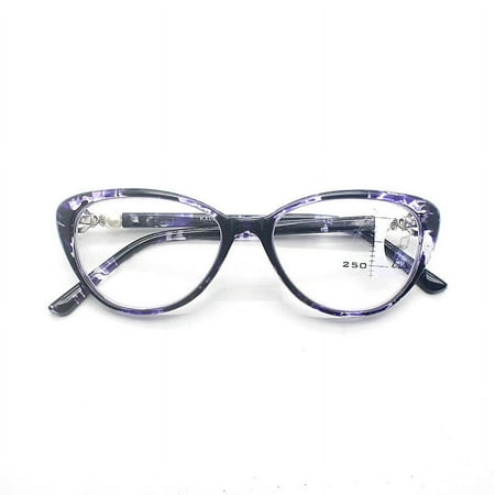 Anti blue light cat eye brand retro progressive multifocal presbyopia glasses dual-use ordinary-black-300