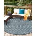 thumbnail image 7 of Unique Loom Outdoor Trellis Collection Area Rug - Tribal Trellis (4' 1" Round Blue/Ivory), 7 of 7