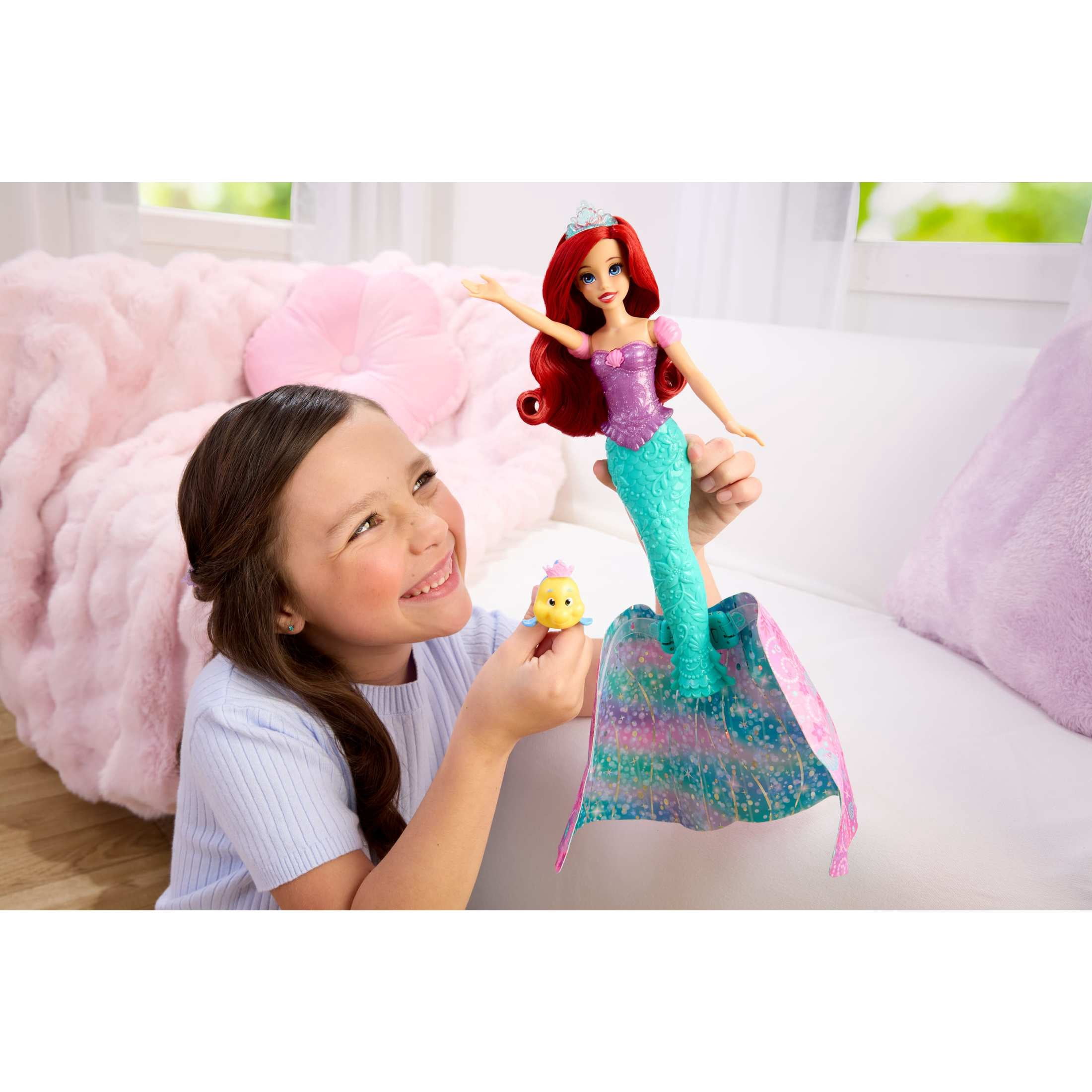 Disney Princess Ariel Human to Mermaid Transforming Fashion Doll with Flounder & 2 Accessories