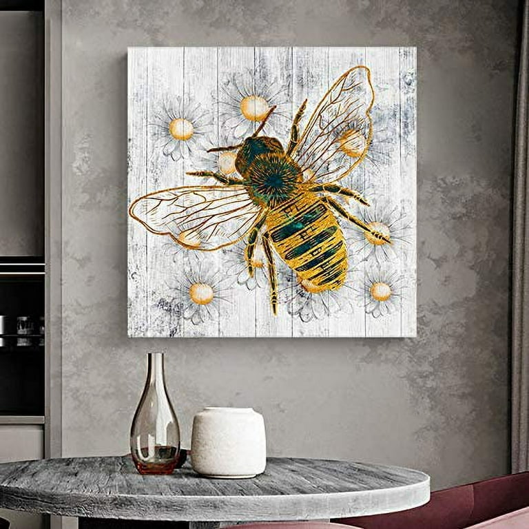 Honeybee Illustration, Rustic Wall Art