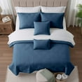 thumbnail image 3 of Clara Clark Quilt Sets, 5 Piece Lightweight Reversible Quilt Bedspread, Diamond Weave Coverlet Bedding Set, Queen Navy, 3 of 9
