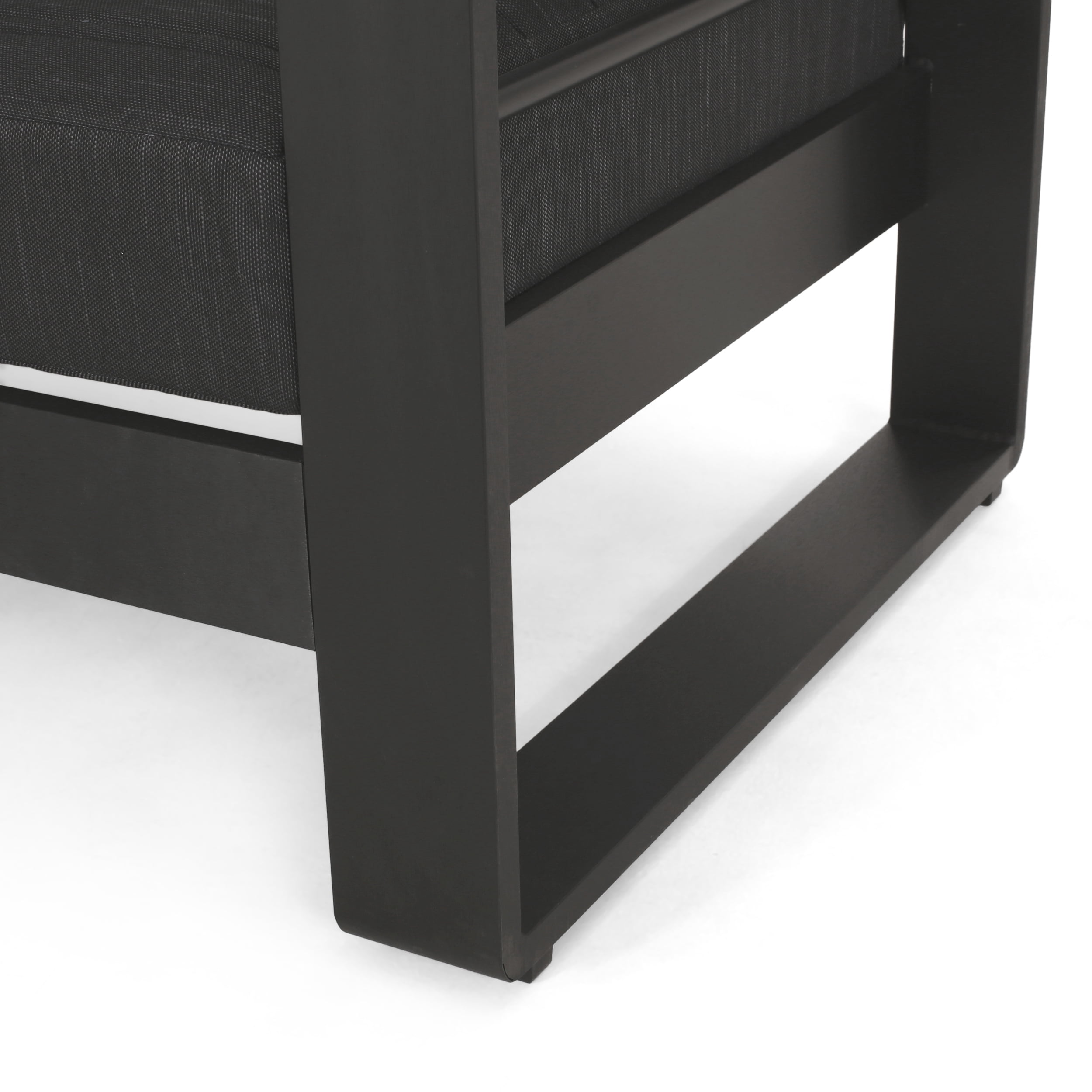 Noble House Negley Cushion Aluminum Outdoor Loveseat - Dark Gray/Black