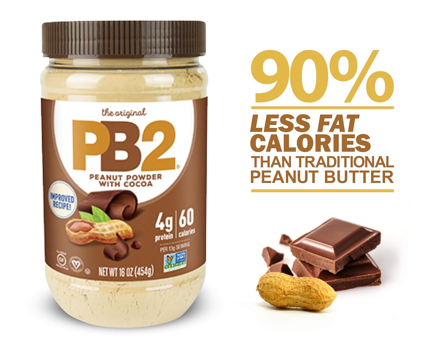 PB2 Powdered Peanut Butter with Cocoa Bundle, 16 oz (2 pack)