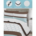 thumbnail image 4 of Quilts Twin Size, Blue Brown Morocco Soft Comforter Bedding Set for Bed, Geometric Stripes Aqua Stitching Lightweight Quilted Bedspread with Pillow Cover(2 Pieces) for All Season, 68x86 Inch, 4 of 6