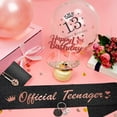 thumbnail image 6 of Sweet 13th Birthday Decorations Gifts Girl, Happy Birthday Party Supplies with Sweet 13 Sash, Tiara Rhinestone Crown, Black Rose Gold Balloon, Cake Topper, Keyring for 13th Party Decor Supplies Favor, 6 of 8