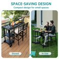 thumbnail image 3 of 3PCS Patio Bar Set Outdoor Metal Bar Dining Table with Stemware Racks Storage Shelves 2 Bar Stools with Cushion Footrest, Black, 3 of 10