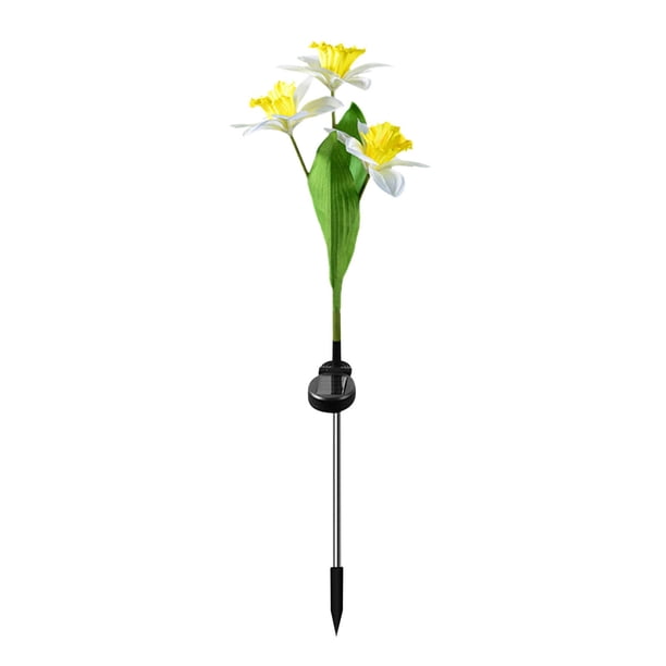 Luzes Solares Al Aire Libre Alimentado Por Energía Solar Flor Estaca Llevó la Luz, 3 Cabezas Al Aire Libre Narciso Patio Luz, Jardín Patio Decoración Estaca Luz Luces Solares Al Aire Libre Jardín
