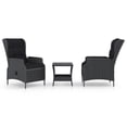 thumbnail image 2 of vidaXL 3 Piece Garden Lounge Set with Cushions Poly Rattan Dark Grey, 2 of 12