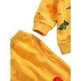 thumbnail image 5 of Qiylii Baby Tracksuit, Cartoon Dinosaur Long Sleeve Pullover Tops + Pants, 5 of 6