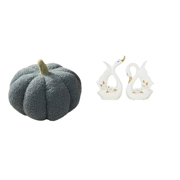 Almohadas De Calabaza De Halloween, Cojín De Sofá De Peluche Y Elegantes Estatuas De Cisne, Escultura De Animal De Cerámica Para Dormitorio, Sala De Estar, Estantería, Decoración De Gabinete