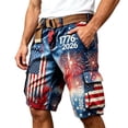 thumbnail image 4 of FASHOFT 250 Anniversary USA Cargo Shorts for Men American Flag Print 4th of July Patriotic Multi Pockets Casual Cargo Shorts Blue L, 4 of 4