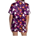 thumbnail image 5 of Women Halloween Printed Lapel Button Short Sleeve Shorts Pajama Set 2PC Home Set Matching Sets, 5 of 6