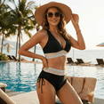 thumbnail image 3 of NICELF Bikini Sets for Women High Waisted Swimsuit for Women Triangle Tummy Control Bathing Suit for Women Color Block Sexy Women's Swimwear 2026, Black, 3 of 7
