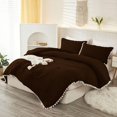 thumbnail image 3 of DNG Luxury 1 Piece Pom Pom Plain Pattern Comforter Set, 800 Thread Count, 100% Egyptian Cotton, White Vintage Pom-Pom Fringe Super Soft (Twin/Twin XL Size Chocolate Color), 3 of 9
