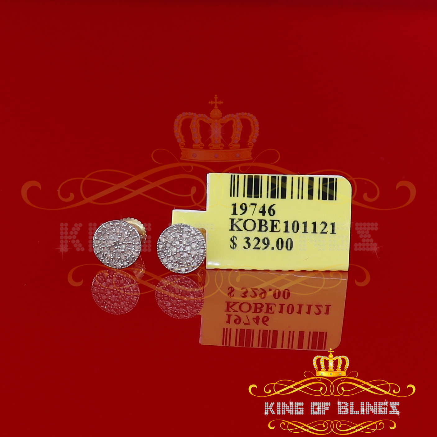 King of Bling's 925 Sterling Silver Yellow 0.20ct Diamond For Men's/Women's Stud Round Earrings