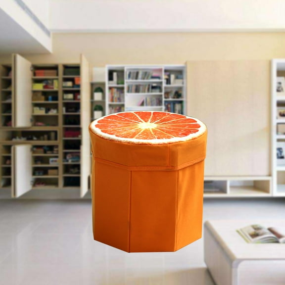 FRCOLOR Creative Fruit Folding Storage Organizer Stool Footstool Seat Storage Box Size Small (Orange)