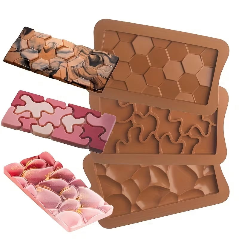 Three piece silicone chocolate bar mold set | Dubai chocolate mold set | Baking supplies | Candy making tools for kids