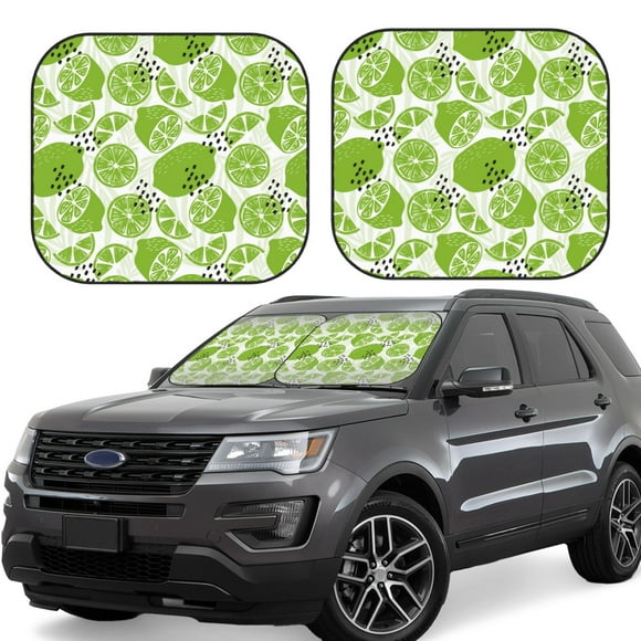 Vsdgher Green Various Lemons Print Car Windshield Sun Shade, Reflective Sunshade Window Sunshade Sun Visor Protector Fit for Cars,Trucks,SUVs-Medium
