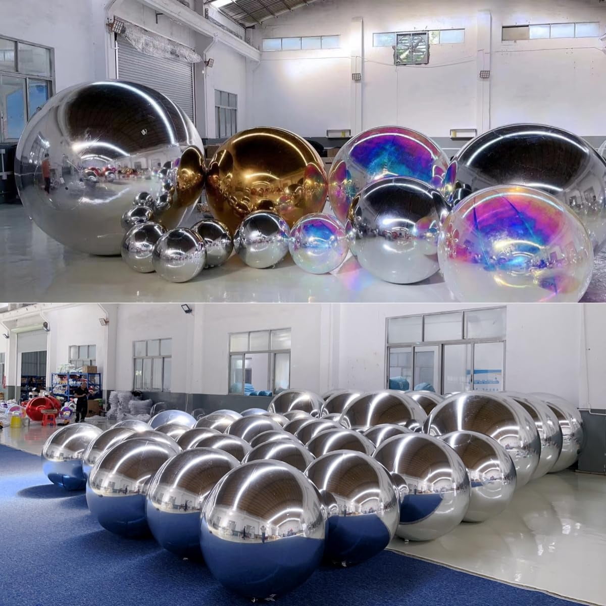 Silver Inflatable Mirror Ball Set - Sealed Shinny Balls Reusable Giant Mirror Balloon Sealed Disco Sphere For Wedding Nightclub Party Stage Hanging Decoration(4pcs1pack)