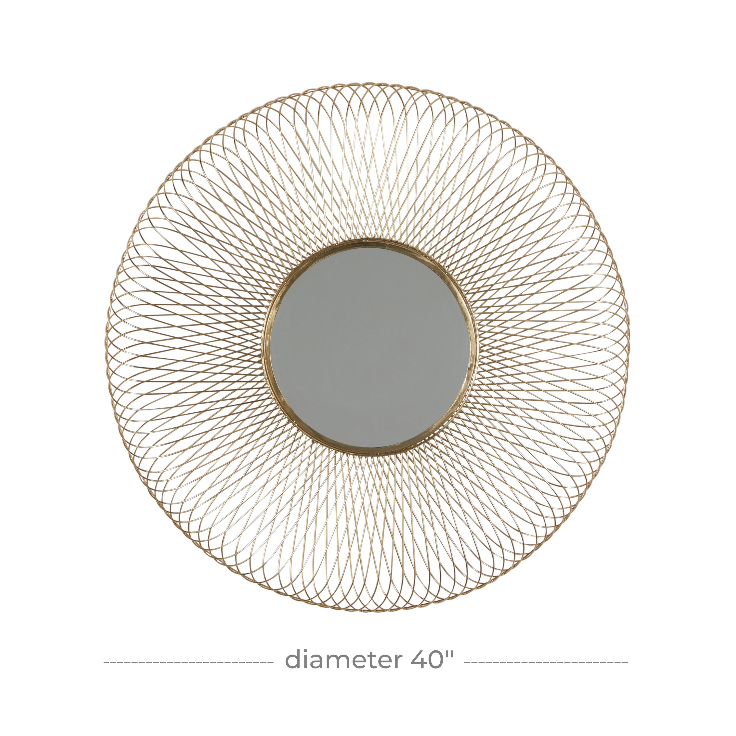 DecMode 40" x 40" Gold Starburst Wall Mirror