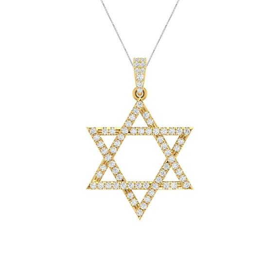 Bling Craft Star Pendant 0.67 Ct Round Moissanite Unisex Star Of David 14k Yellow Gold Plated 925 Sterling Silver (Color D, VVS1)