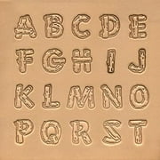 Wood Grain Alphabet Letter Stamps Set  26 Metal Letter Stamps A-Z with Stamp Handle for Tooling Leather  Uppercase Decorative Font Leather Stamps for Leathercraft Saddle, 20mm (3/4")
