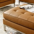 thumbnail image 4 of Contemporary Modern Urban Designer Living Room Lounge Club Lobby Accent Chair Ottoman, Faux Vinyl Leather, Tan Brown, 4 of 4