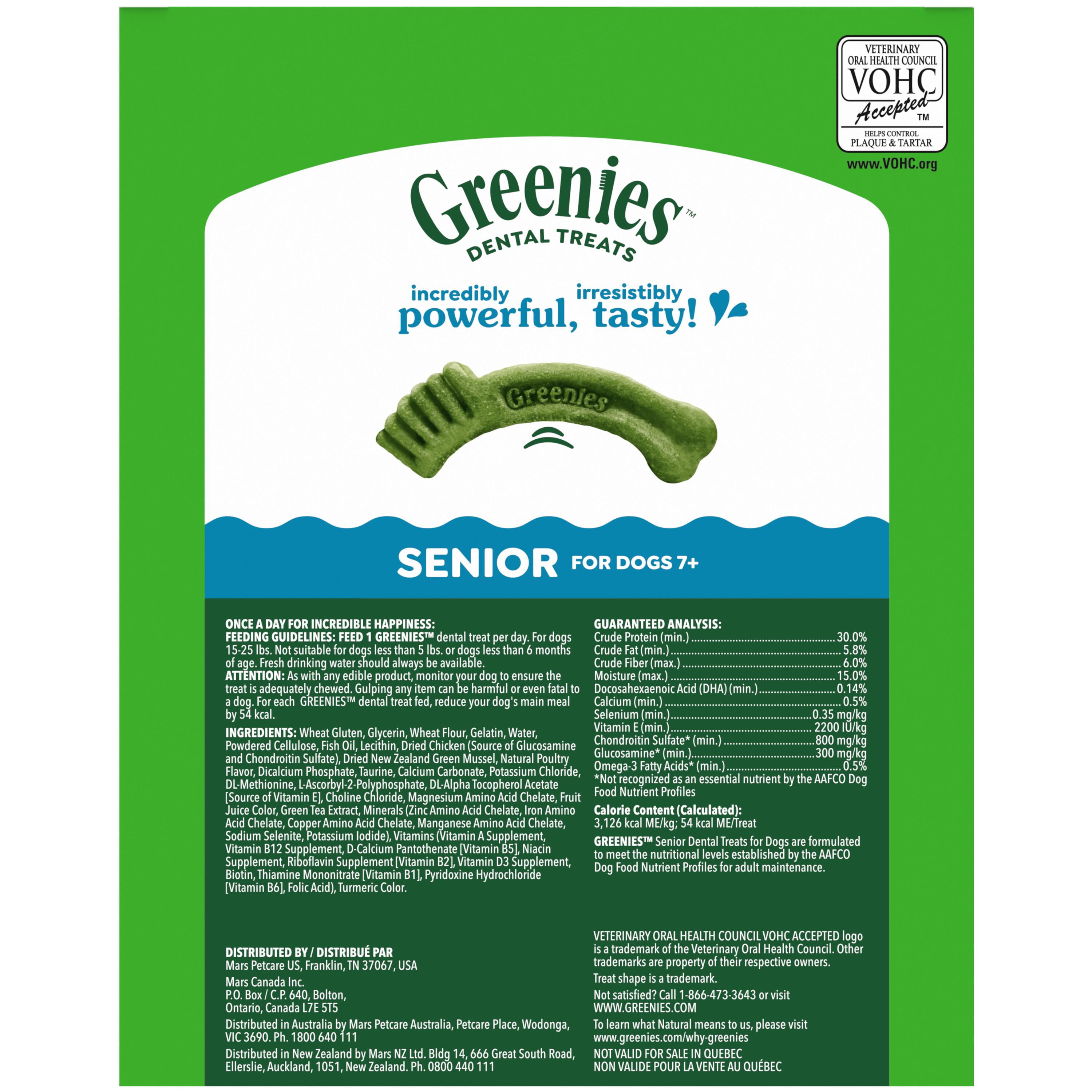 Greenies Aging Care Adult Natural Dental Dog Treats Petite Size, 27 oz Pack (45 Count)
