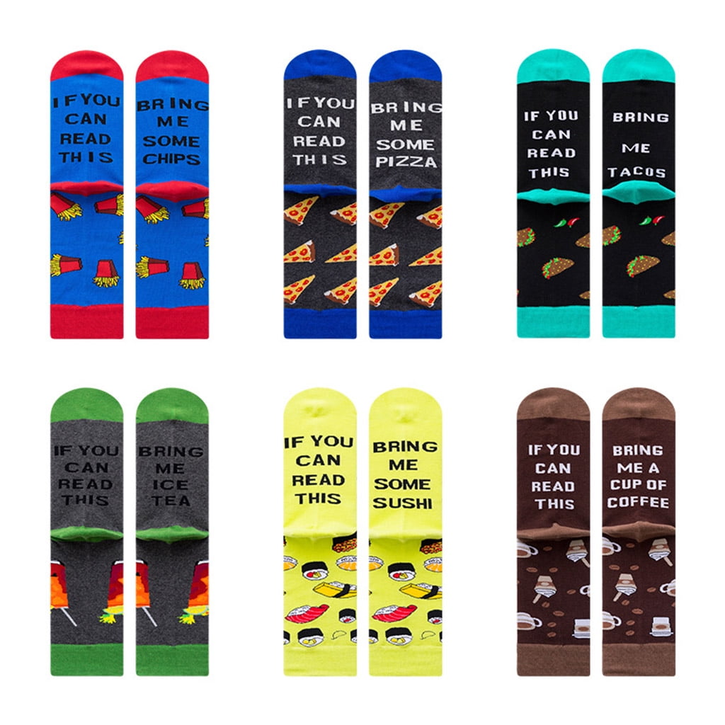 Details about   Funny Saying If You Can Read This Crew Socks Chips Pizza Tacos Cotton Stockings