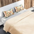 thumbnail image 5 of Yayeee Pillowcase Standard Size Set of 2 Satin Wrinkle Resistant Pillow Case, Beige Retro Leaves, 5 of 7