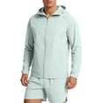 thumbnail image 1 of Sun Protection Hoodie Jacket for Men Long Sleeve Solid Color Zip Cardigan Polyester, 1 of 9