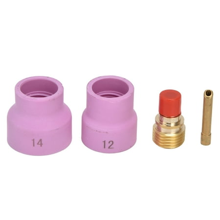 

Brrnoo TIG Welding Torch Set TIG Gas Lens 4Pcs TIG Gas Lens Kit Pink Ceramic Cup Bevel Electrode Holder Connector For WP 9 20 25