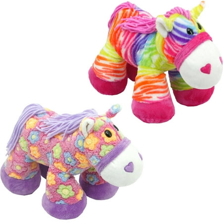 13" Precious Plush Pony, Rainbow Pink and Purple