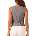 thumbnail image 3 of Chaleco sin mangas de botón y cuello en V para mujer INSPIRE CHIC, color gris oscuro, talla L, 3 of 6