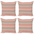thumbnail image 1 of Ambesonne Abstract Throw Pillow Cover 4 Pack, Retro Bicolor Striped, 24", Grey and Scarlet, 1 of 2
