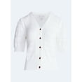 thumbnail image 6 of Free Assembly's Women's Cotton Crochet Cardigan Sweater with Puff Sleeves, Sizes XS-4X, 6 of 6