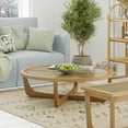 Beautiful by Drew Barrymore Round Rattan & Glass Top Coffee Table with