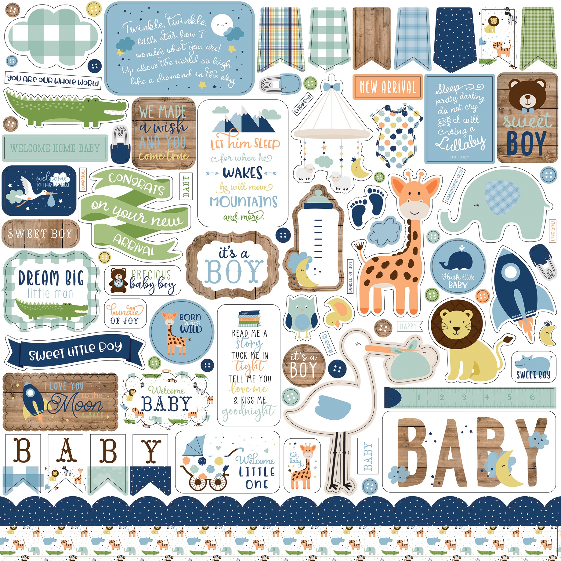 Baby Boy Cardstock Stickers 12"X12"Elements